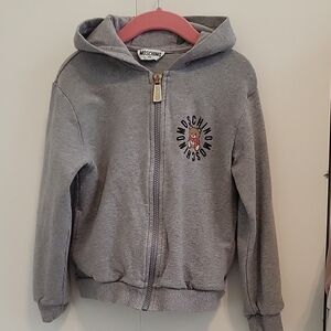 Moschino Kids Charcoal Gray Zip-Up Hoodie